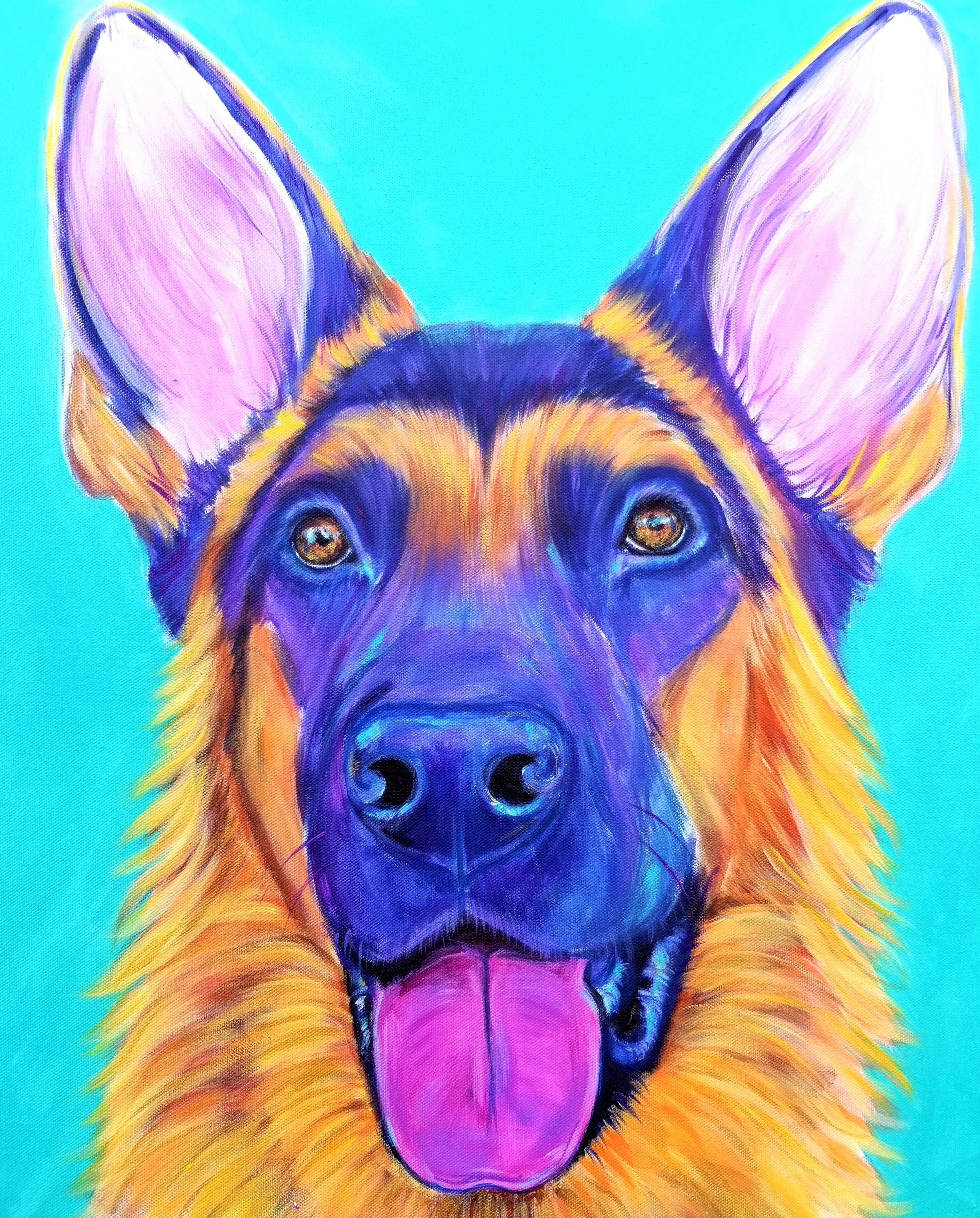 Pop Art Standard Dog Collar Abstract Yellow Dog Design Art Inspired Medium 14-20 